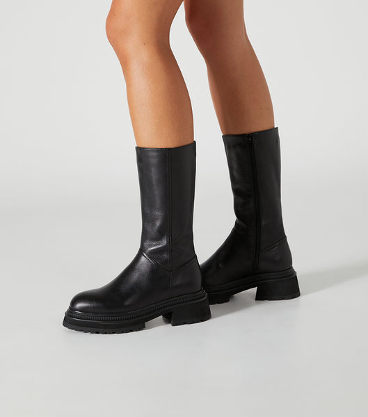 Tony Bianco Hahn Black Como 5.5cm Mid Calf Boots Black | MYJBT19596