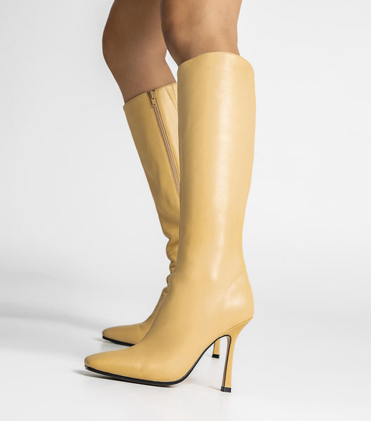 Tony Bianco Havana Butter Nappa 10.5cm Heeled Boots Yellow | MYEAH48523