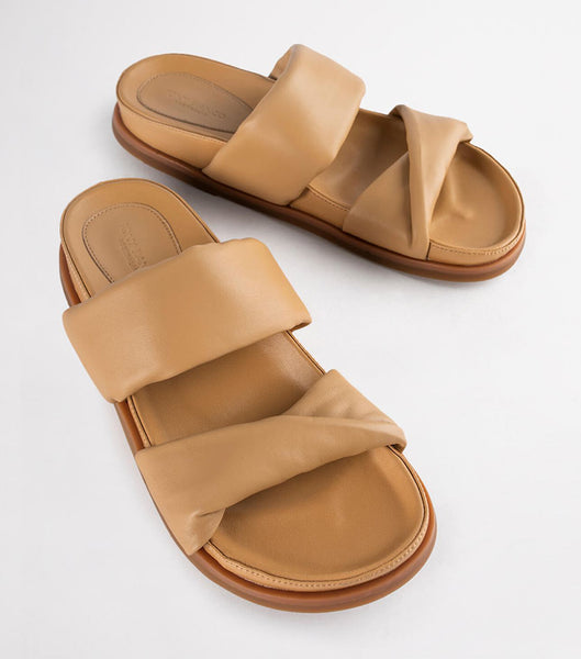 Tony Bianco Henry Honey Nappa 3.5cm Slides Orange | DMYKV18518