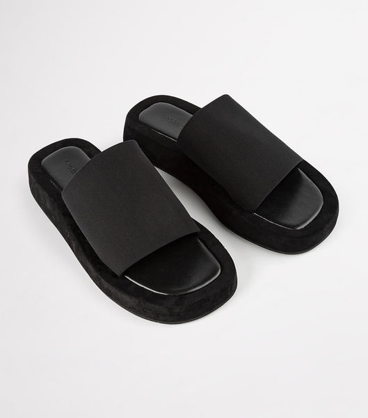 Tony Bianco Isabel Black Magic 1.5cm Slides Black | ZMYMJ21966