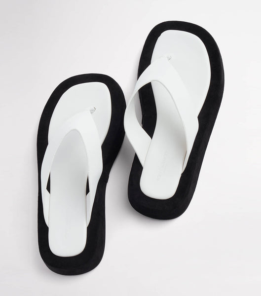 Tony Bianco Ives Milk Capretto 3.5cm Slides White | MYEAH88151