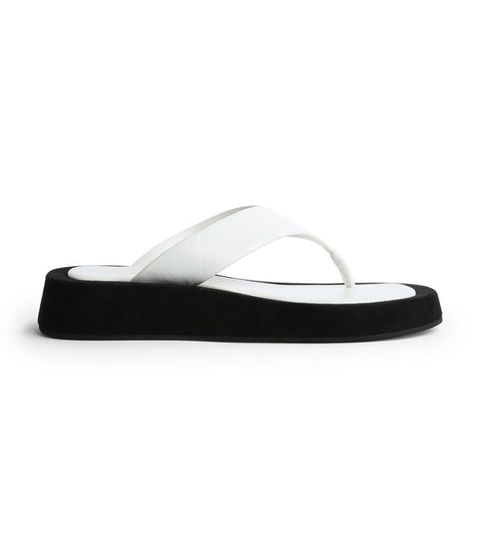 Tony Bianco Ives Milk Capretto 3.5cm Slides White | MYEAH88151