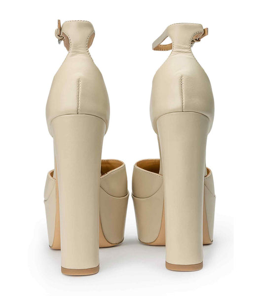 Tony Bianco Jaguar Vanilla Capretto 14cm Block Heels Light Yellow | BMYSD83779