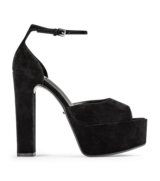 Tony Bianco Jayze Black Suede 14cm Block Heels Black | MYEAH61493