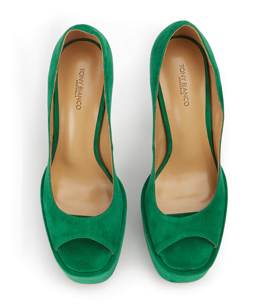 Tony Bianco Jolee Jade Suede 15cm Platform Shoes Green | MYDFL72056