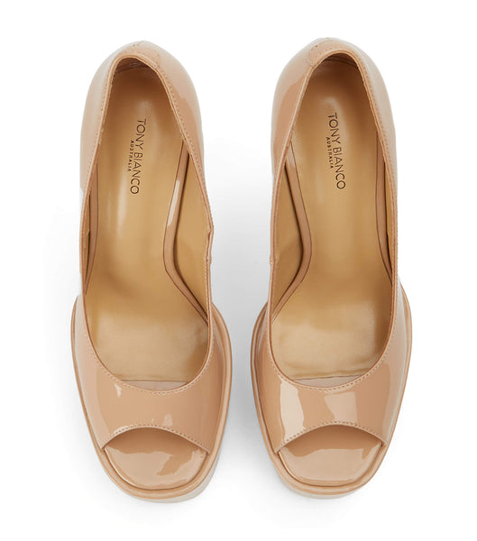 Tony Bianco Jolee Nude Patent 15cm Platform Shoes Beige | MYJBT47952