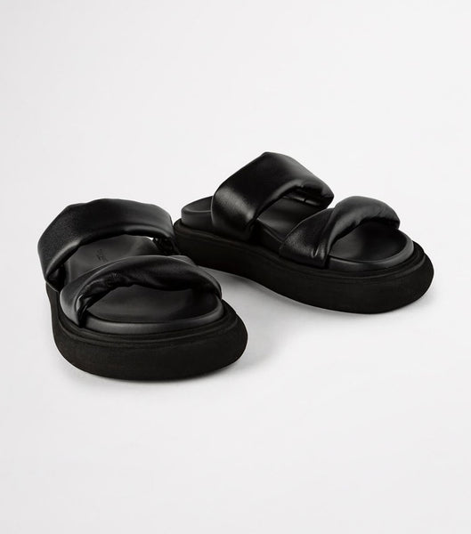 Tony Bianco June Black Nappa 3cm Sandals Black | YMYVQ65519