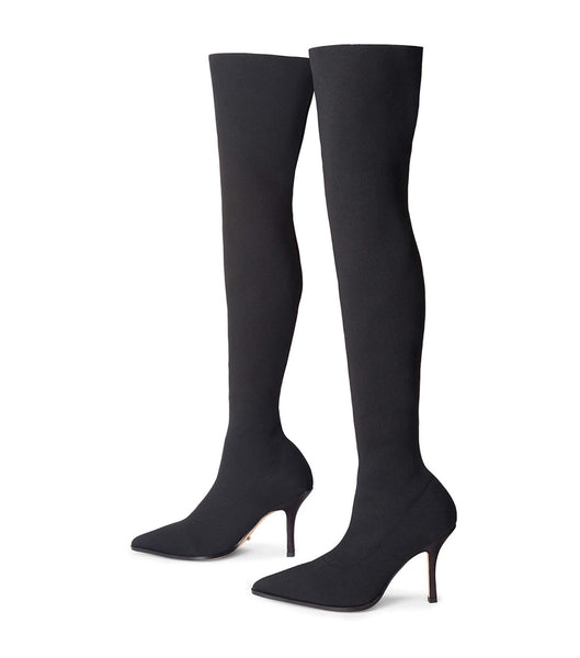 Tony Bianco Kori Black Sock Knit 9.5cm Heeled Boots Black | LMYSX77187