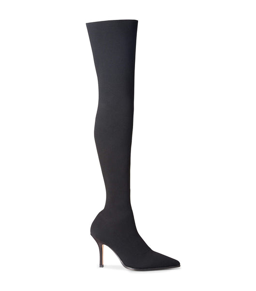 Tony Bianco Kori Black Sock Knit 9.5cm Heeled Boots Black | LMYSX77187