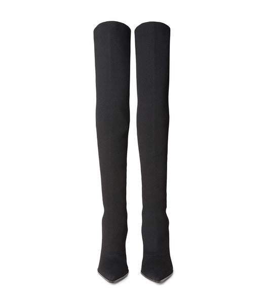 Tony Bianco Kori Black Sock Knit 9.5cm Stiletto Boots Black | MYQAV17175