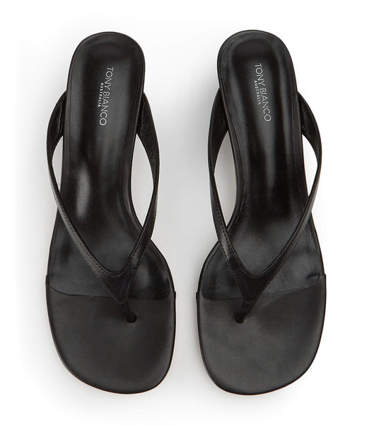 Tony Bianco Krista Black Nappa 5cm Thong Sandals Black | QMYWA28769