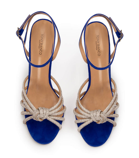 Tony Bianco Kyla Azure Suede 11cm Bling Heels Azure | MYZDE14716