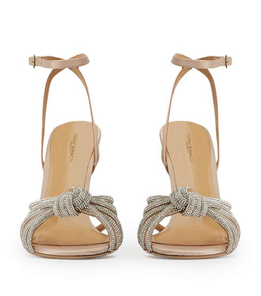 Tony Bianco Kyla Nude Satin 11cm Strappy Heels Beige | MYXMI58997