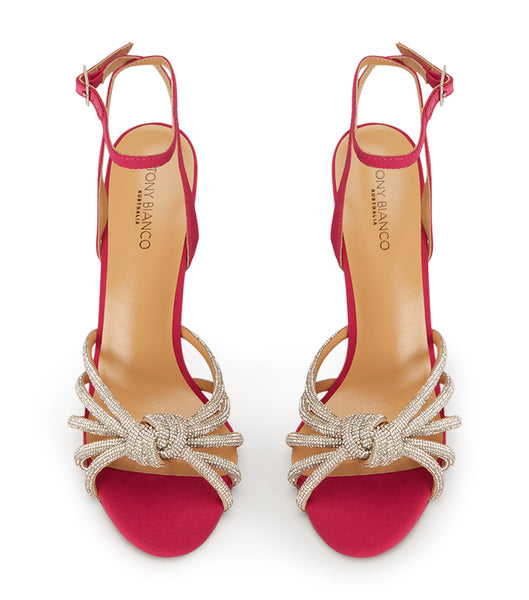 Tony Bianco Kyla Persian Crepe 11cm Bling Heels Red | SMYVO89476