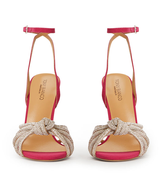 Tony Bianco Kyla Persian Crepe 11cm Bling Heels Red | SMYVO89476