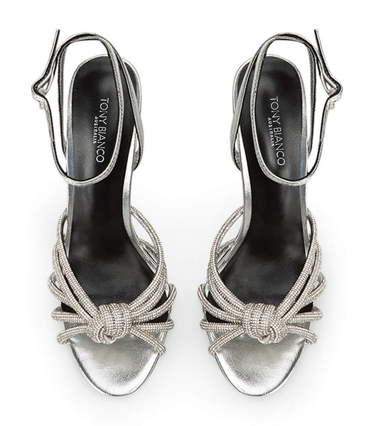 Tony Bianco Kyla Silver Foil 11cm Bling Heels Silver | FMYUI11200