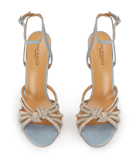 Tony Bianco Kyla Sky Suede 11cm Bling Heels Blue | FMYUI99416