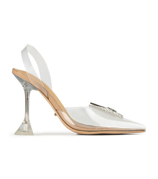 Tony Bianco Laos Clear Vinylite 10.3cm Stiletto Heels Silver | LMYSX19150