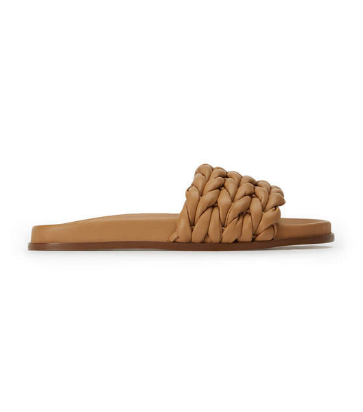 Tony Bianco Layton Biscuit Nappa Slides Brown | MYDFL72843