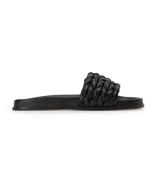 Tony Bianco Layton Black Nappa Slides Black | YMYVQ62081