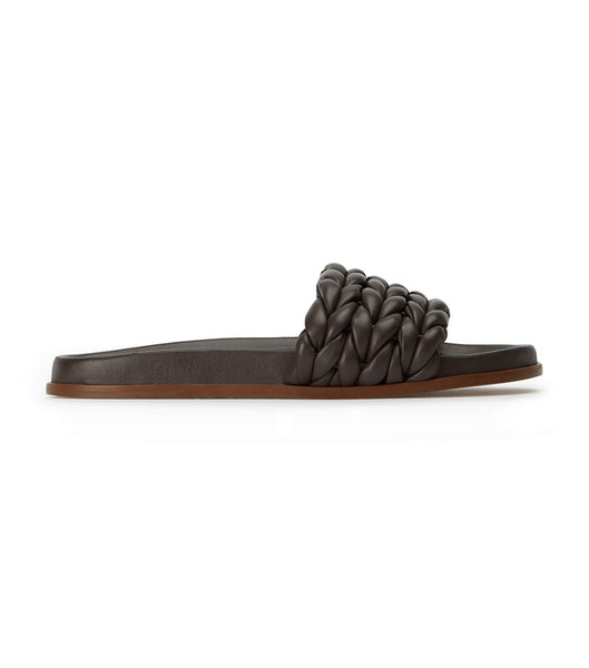 Tony Bianco Layton Chocolate Nappa Flat Sandals Chocolate | MYJKU64777