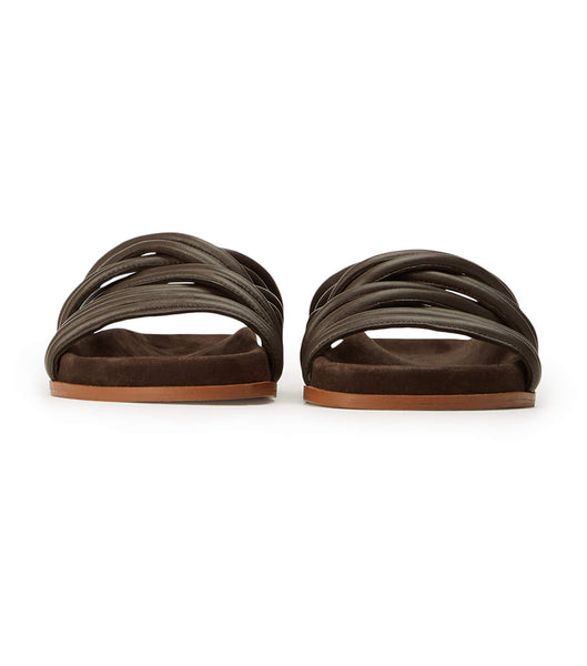 Tony Bianco Loki Chocolate Nappa Flat Sandals Chocolate | YMYVQ39345