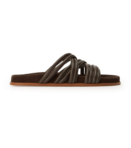 Tony Bianco Loki Chocolate Nappa Flat Sandals Chocolate | YMYVQ39345