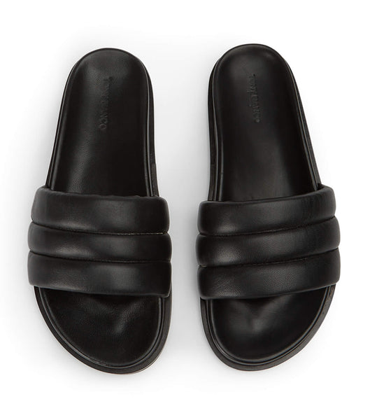 Tony Bianco Lucas Black Nappa 1.5cm Slides Black | AMYDF55175