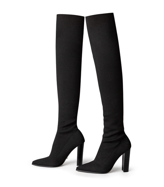 Tony Bianco Lucca Black Sock Knit 10.3cm Heeled Boots Black | DMYKV80508