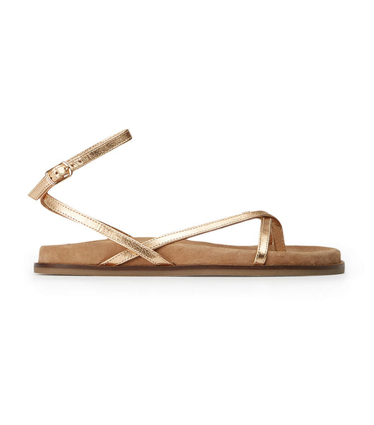 Tony Bianco Lucie Antique Gold Nappa 1.5cm Flat Sandals Gold | EMYVG19796