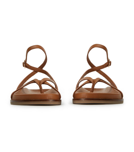 Tony Bianco Lucie Tan Nappa 1.5cm Flat Sandals Brown | EMYHC86020