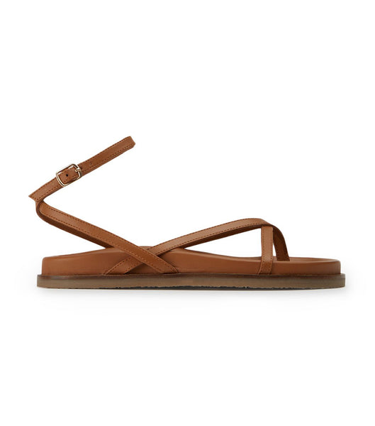 Tony Bianco Lucie Tan Nappa 1.5cm Flat Sandals Brown | EMYHC86020