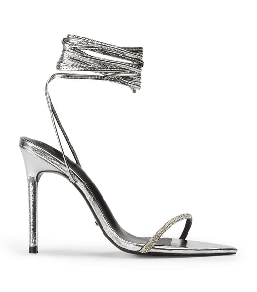 Tony Bianco Makai Silver Foil 10.5cm Bling Heels Silver | XMYGW75563