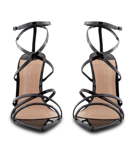 Tony Bianco Marcy Black Patent 10.5cm Strappy Heels Black | QMYWA93297