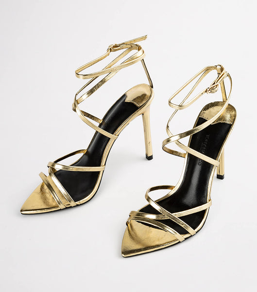 Tony Bianco Marcy Gold Foil 10.5cm Event Heels Gold | AMYDF31578