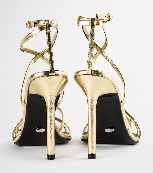 Tony Bianco Marcy Gold Foil 10.5cm Event Heels Gold | AMYDF31578