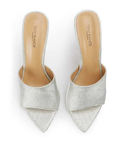 Tony Bianco Marley Silver Aura 10.5cm Bling Heels Silver | MYDYB23428