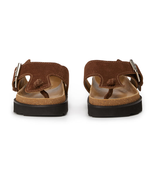 Tony Bianco Marlo Choc Suede 3cm Flat Sandals Brown | GMYUC56308