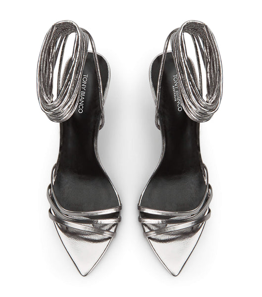 Tony Bianco Mavis Gunmetal Glimmer 10.5cm Strappy Heels Grey | QMYUV52634