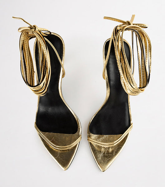 Tony Bianco Millie Gold Foil 10.5cm Strappy Heels Gold | GMYEC38248