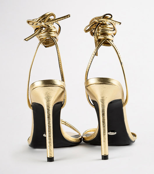 Tony Bianco Millie Gold Foil 10.5cm Strappy Heels Gold | GMYEC38248