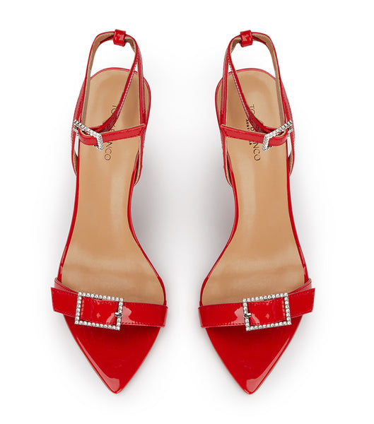 Tony Bianco Mopsy Scarlet Patent 10.5cm Bling Heels Deep Red | BMYSD59982