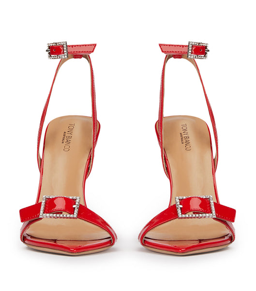 Tony Bianco Mopsy Scarlet Patent 10.5cm Bling Heels Deep Red | BMYSD59982