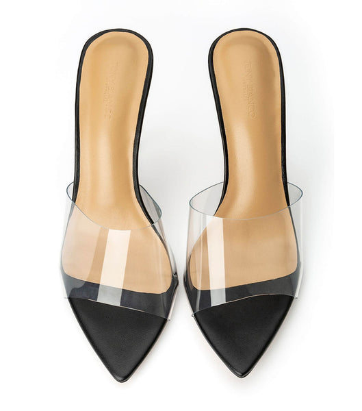 Tony Bianco Mylo Clear Vinylite/Black 10.5cm Stiletto Heels Black | TMYWZ14198