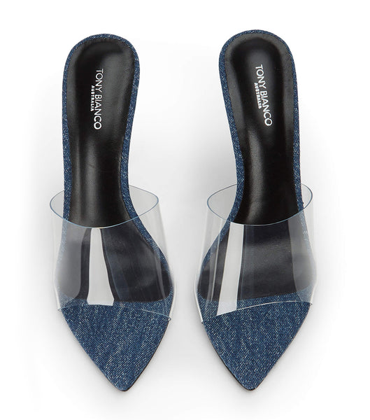 Tony Bianco Mylo Clear Vinylite/Blue Denim 10.5cm Stiletto Heels Blue | XMYGW92383