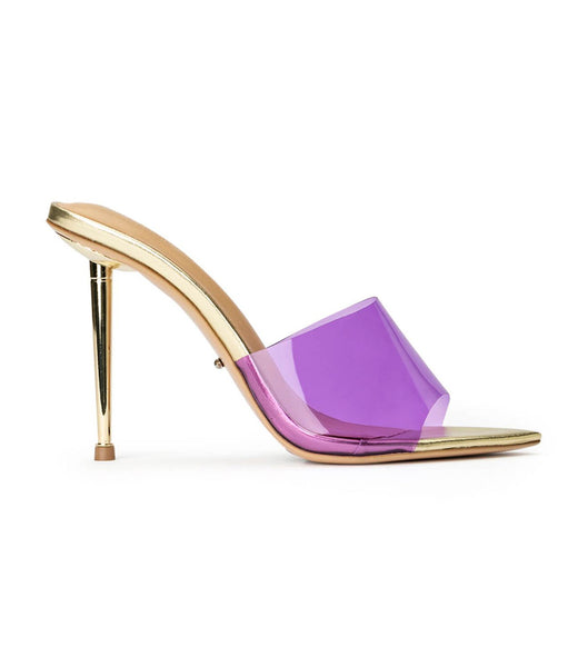 Tony Bianco Mylo Purple Vinylite/Gold 10.5cm Event Heels Purple / Gold | BMYSD32919