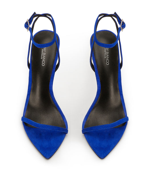 Tony Bianco Myra Azure Suede 10.5cm Bling Heels Azure | DMYKV57567