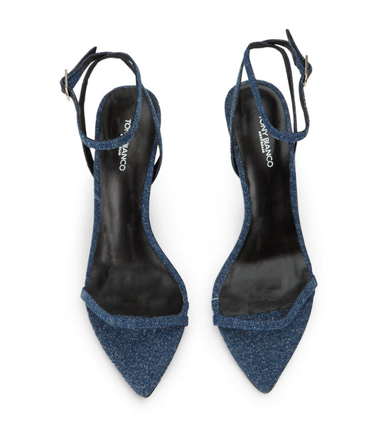 Tony Bianco Myra Blue Denim 10.5cm Bling Heels Blue | AMYWC40187