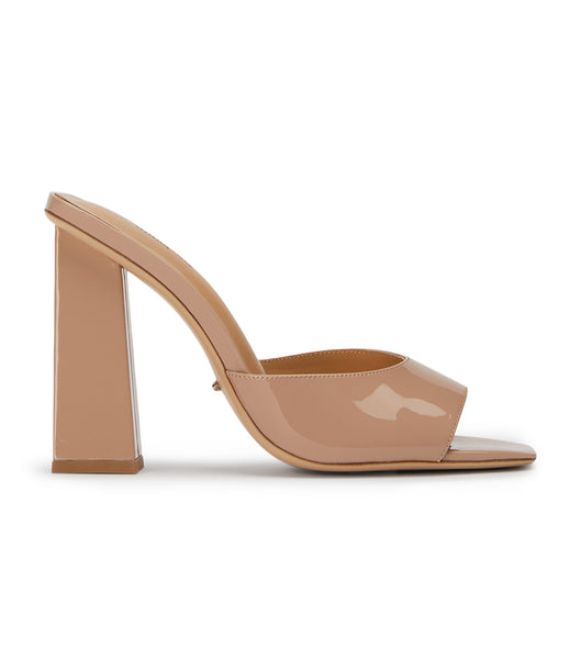 Tony Bianco Naja Coco Patent 10.5cm Block Heels Beige | MYCIF39468