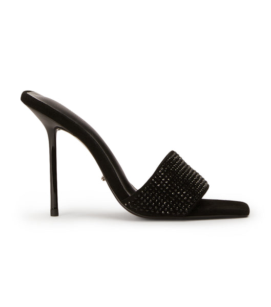 Tony Bianco Naomi Black Crystal/Black Suede 10.5cm Stiletto Heels Black | MYIIZ81824